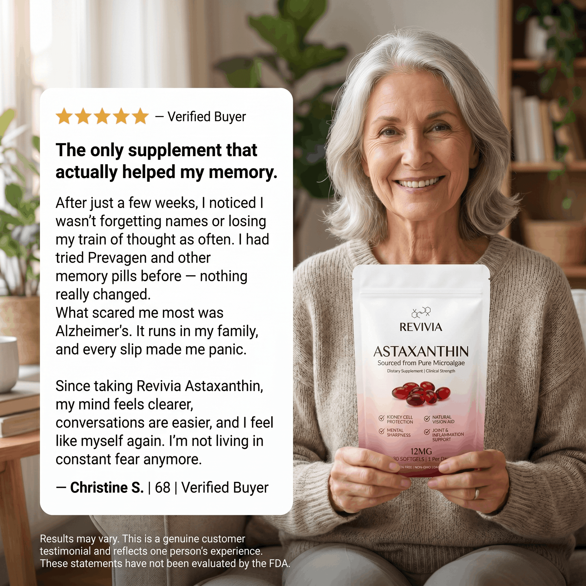 Revivia Astaxanthin Softgels — Clinically Dosed Kidney, Vision & Brain Protection That Actually Reaches Your Cells The Starter Defense
