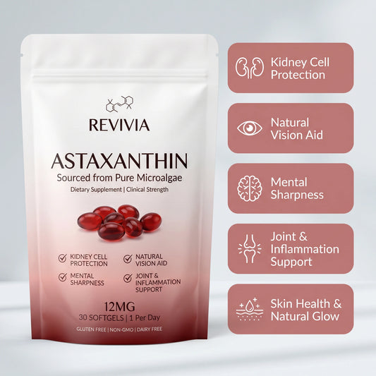 Revivia Astaxanthin Softgels — Clinically Dosed Kidney, Vision & Brain Protection That Actually Reaches Your Cells The Starter Defense